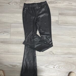 Eesome Black Faux Leather Flare Jeans